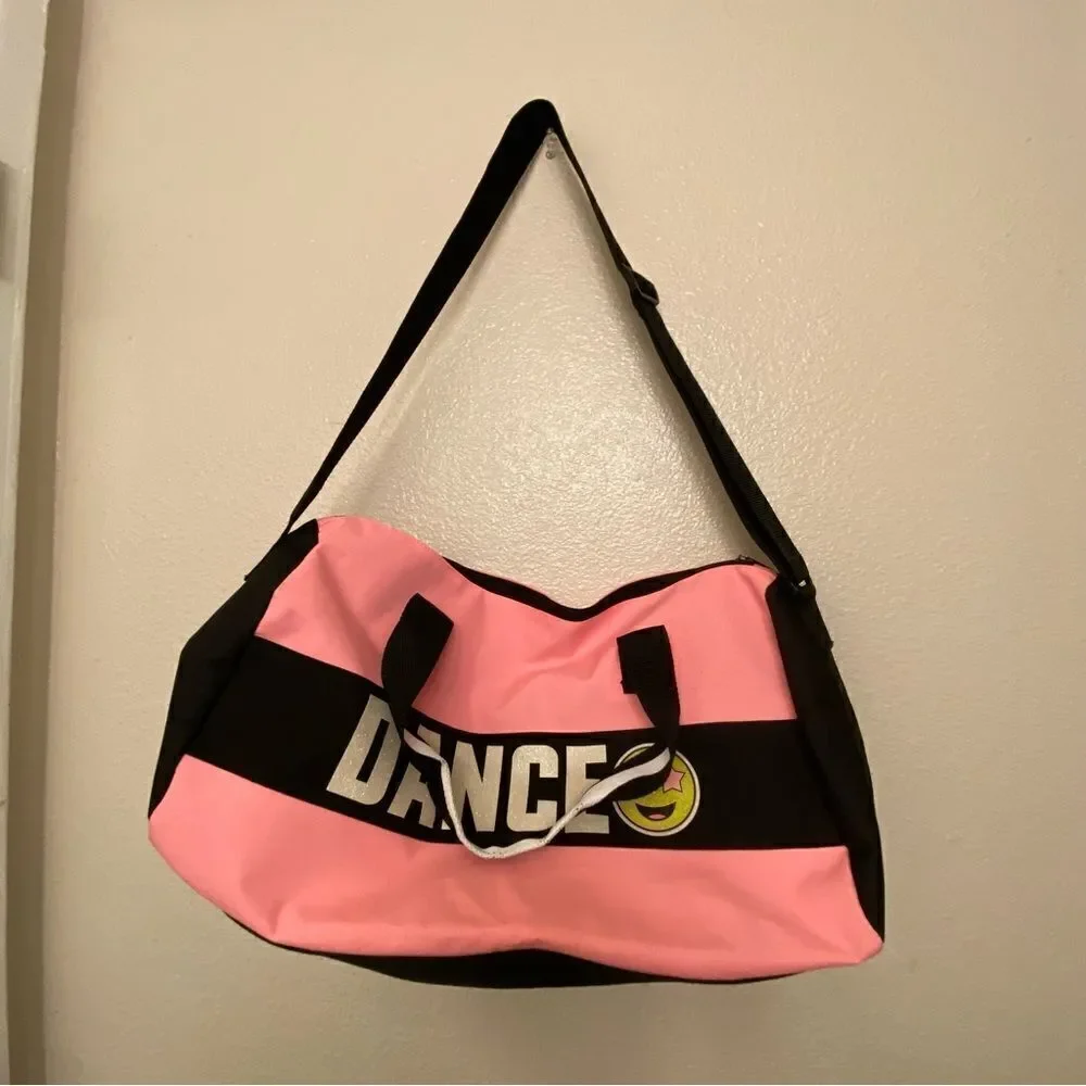 Justice DANCE Duffle Bag Dancer Performer Ballerina Pink Black. 17x8.5x8